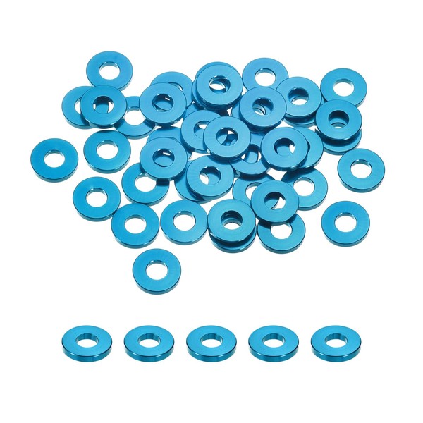 uxcell Aluminum Alloy Flat Washers M5 Thick Light Blue Washers