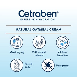 Cetraben Natural Oatmeal Cream Body Cream Dry Skin Moisturiser Suitable For Sensitive and EczemaProne Skin - 475g