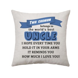 Worlds' Best Uncle Gifts from Niece Nephew - This Cushion Belongs to The Word's Best Uncle Birthday Father's Day Cushion Cover for Uncle Home Decoration Keepsake 45 x 45 cm (Uncle)