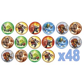 48 Skylander Inspired 3cm Mini Discs Edible Wafer Paper Disc Cupcake Toppers (NOT PRE CUT)