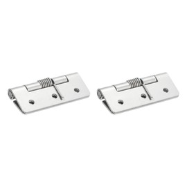 sourcing map 2Pcs Spring Hinge, 2.5" Length 304 Stainless Steel Spring Loaded Hinges, Self-Closing Cabinet Hinges for Left and Right Hand Doors Cabinet Closet DIY Hardware, Silver (Exterior)