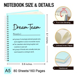 Msticey Dream Team Definition 160 Blank Pages Blue Hardcover Spiral Notebook, Best Team Gifts for Team Teammate Work Bestie Coworker, Employee Appreciation Gifts, Team Member Thank You Gifts