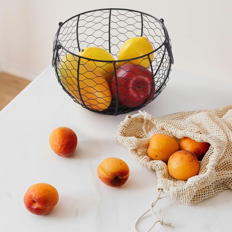 Wire Egg Basket for Gathering Fresh Eggs, Metal Chicken Egg