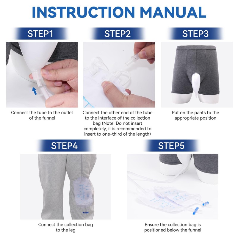 Urine Collection Bag, Reusable Portable Silicone Urinal with 2 Urine
