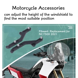 1 Pair Motorcycle Windshield Windscreen Adjusters Kit, CNC Aluminum Alloy Fit for NC750X 2021 Windscreen Adjusters Windshield Adjustment Bracket Black