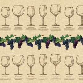 Clothworks Cheers! Wine bottles grapes Iron Orchid fabric Digital Glasses Y3916 Butter BTHY