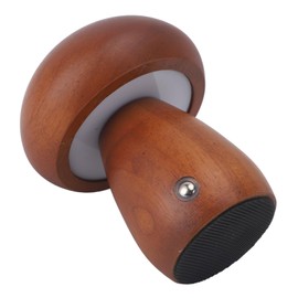 Small Wood Mushroom Lamp, 1000mAh Stepless Dimming Cordless Wooden Nightlight for Home Decor (Walnut Color)