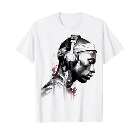 Men Painting Art Headphone Human Drawing Graphic Men T-Shirt