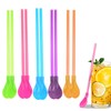 BHSTTNIXP 10 PCS Plastic Straws,Reusable Slush Straws,Simple Colorful Straw Spoon