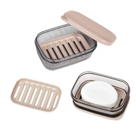 Travel Soap Case Leakproof Soap Container, Portable Bar Soap Holder Dish with Lid Soap Box for Bathroom, Camping, Gym (Transparent)