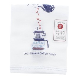 Imabari Towel, Handkerchief, Gauze, Hot Towel, Cafe Time, White, Approx. 13.0 x 15.0 inches (33 x 38 cm)