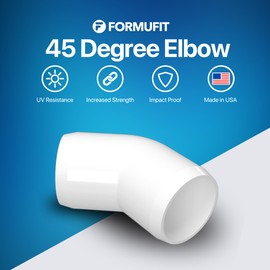 FORMUFIT 1-1/4” 45 Degree Furniture Grade PVC Fitting in White, Made in USA, UV-Resistant, Impact-Proof, 1.660” Actual Socket Diameter (Pack of 4) - F11445E-WH-4