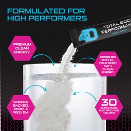 4D Total Body Supplements - Drink Mixes - Electrolytes, Aminos, Vitamins & Energy Powder Packets - Zero Calories & Sugars - Gluten Free, Non-GMO, Keto & Vegan Friendly