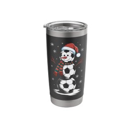Funny Soccer Snowman Santa Hat Holiday Fans Stainless Steel Insulated Tumbler