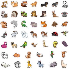 Yeahbo Cute Animal Stickers for Children, Vinyl Waterproof Stickers for Laptop, Scrapbooking, Bumper, Skateboard, Water Bottles, Kawaii Stickers Animal Stickers for Adults Teens (Sticker Pack 100pcs)