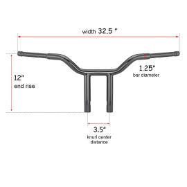 SI 12" MX-T Bars Handlebar For Harley Softail Sportster 883 Dyna Wide Glide Fat Bob