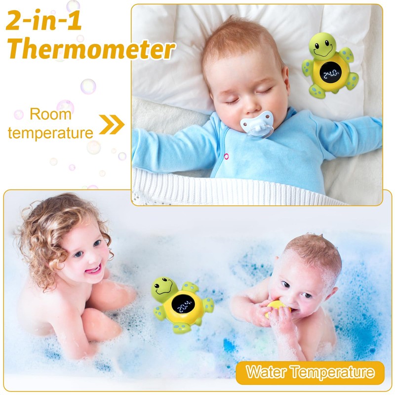 iewrtcin Baby Bath Thermometer, Cartoon Tortoise Shape LED Newborn Water