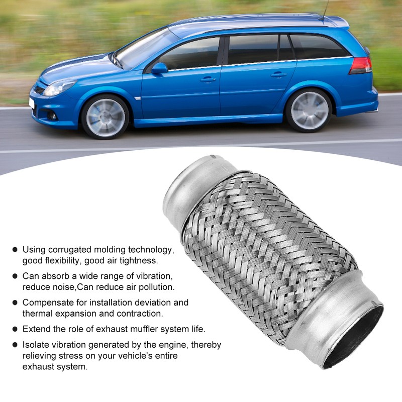 2 x 6in Car Exhaust Flexible Pipe Stainless Steel Weld