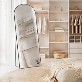 Arched Mirror Full Length, 21"x64" Body Wall Mirrors with Shatter-Proof Glass, Floor Standing, Hanging or Leaning, Large Tall Arch Mirror with Stand Aluminum Alloy Frame for Bedroom Cloakroom