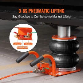 Compact 3 Ton/6600 Lbs Air Jack 3-8S Pneumatic Lifting 6 Steel Tubes Easy-to-Lift Car Jacks in SpaceType of Handle: Short Handle, Weight Capacity: 3 T