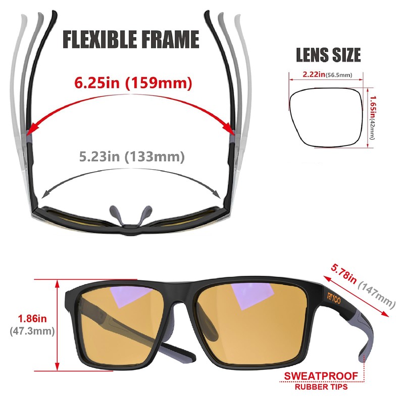 RT100 HD Premium Gaming and Computer Screen Glasses Blue Light