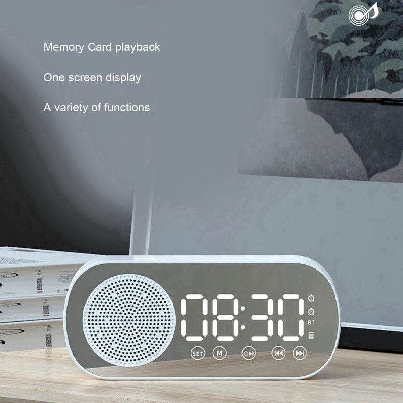 Digital Alarm Clock HIFI FM Radio Rechargeable Bluetooth 5.0 Speaker