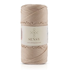 Sensy Premium 1.5mm 164 Yards Polyester Rope 100% Polypropylene Cord Macrame Cord 1.5mm Crochet Bag Cord Macrame Rope Crochet Thread Gift for Knitter (Latte)