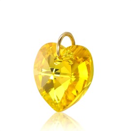 Lua Joia 9ct Gold November Birthstone Pendant Only With Sparkly Citrine Charm Heart Crystal Jewellery for Women Gift for Girls, Mum, Wife, Birthday, Anniversary & Valentine’s