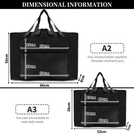 YushengTai Drawing Bag Transport Bag for Drawing Board, Waterproof Drawing Bag, Multifunctional Drawing Bag, Drawing Folder, Art Folder with Side Pocket for Art Utensils, black, leisure