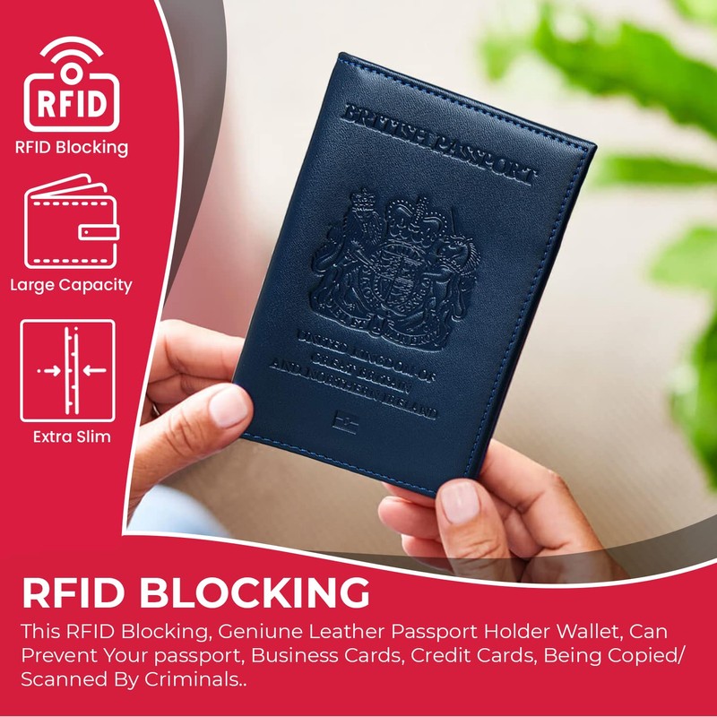 Moirento UK Leather Passport Cover - British RFID Blocking Holders