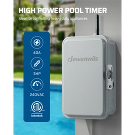 DEWENWILS 800 Series Z-Wave Long Range Timer, Heavy Duty 3HP, 240VAC, 40-Amp Metal Box Smart Switch for Pools, Pumps, Lights, AC Units, Electric Water Heaters, Z-Wave Hub Required, ETL Listed