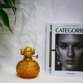 GXFCCYXT 2 Pieces Vintage Chamber Oil Lamp Glass Clear Kerosene Lamp Indoor Decorative Hurricane Lamp Oil Lamps for Indoor Use or Tabletop Decor and Emergency Lighting Brown