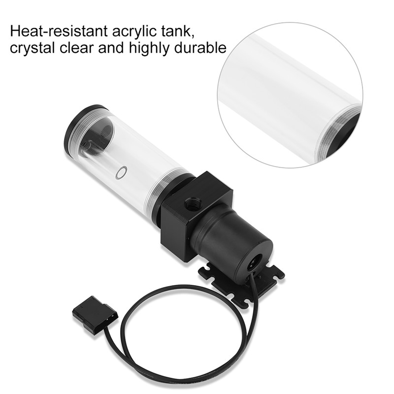 Acrylic Computer DIY Water Cooling Tank Cylinder Reservoir 19W Pump