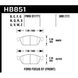Hawk 15-16 Ford Focus ST HPS Street Front Brake Pads HB851F.680