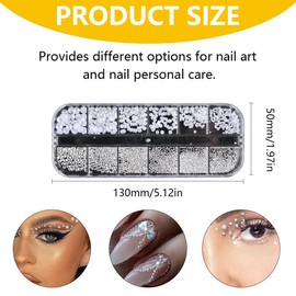 SGERUFZ 1 Schachtel Halbperlen Nail Art Charms, Klein Edelstahl-Perlen, Halbrunde Perlenkugeln, Nail Art Deko, für DIY Schmuckdekoration und Nagel Dekorationen