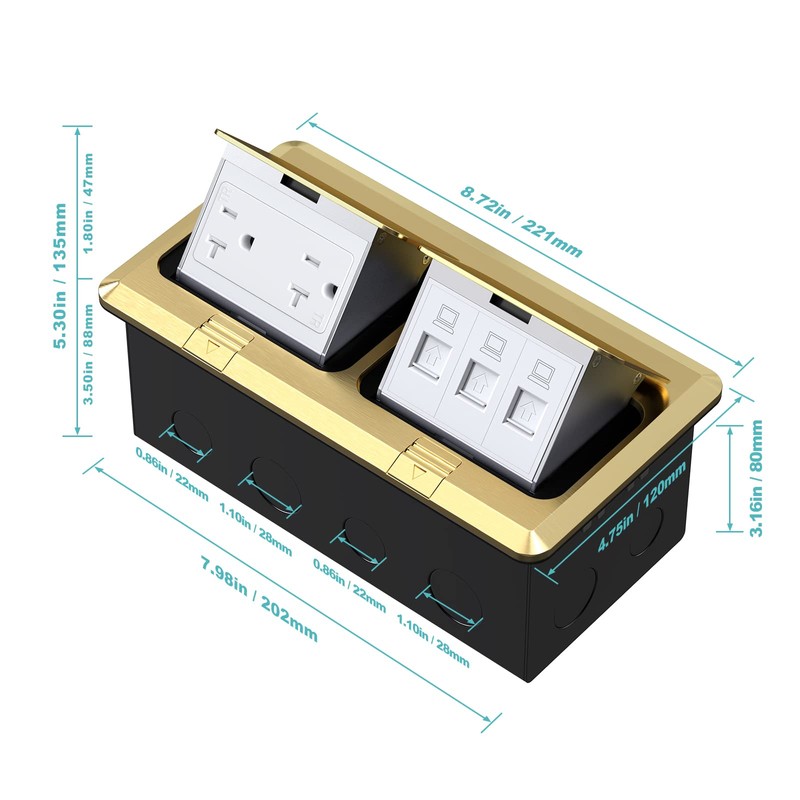WEBANG Dual Pop-Up Floor Box Electrical Kit, 20A Tamper Resistant