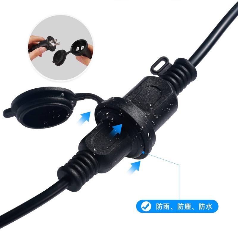 DanYee Rainproof Extension Cord, PSE Certified, Eco-friendly, Outdoor, Rainproof Cap