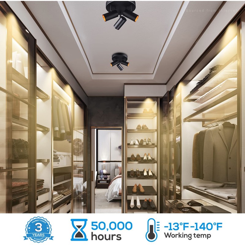 LEONLITE 36W 5CCT 3 Light LED Directional Ceiling Spotlight Fixtures,