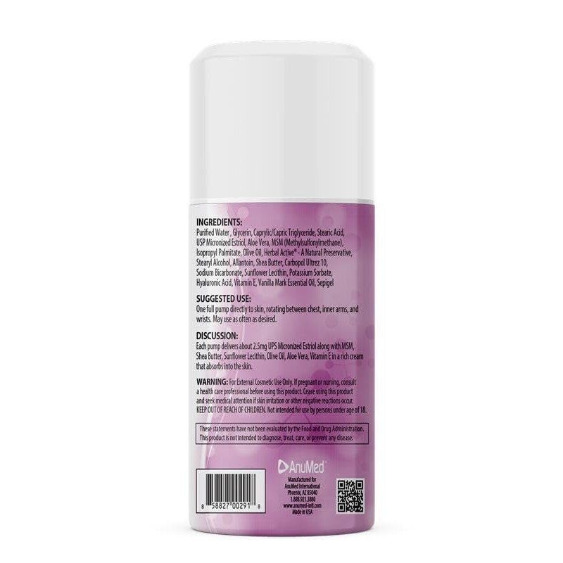 AnuMed International- Crema corporal natural bioidéntica ANU-est (estriol) de 2,5