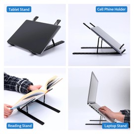 RANYAKE Laptop Stand Portable Plastic Laptop Stand 10 Levels of Height Adjustable Laptop Holder for Desk Ventilated Cooling Computer Stand Compatible with 10-15.6” Laptops