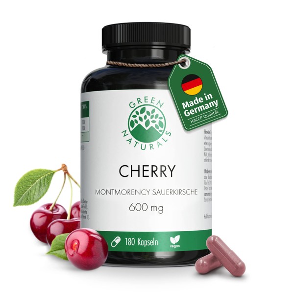 Montmorency Sour Cherry | 180 Capsules | High Dose 550 mg per Capsule | Vegan | 3 Month Supply | Green Naturals®