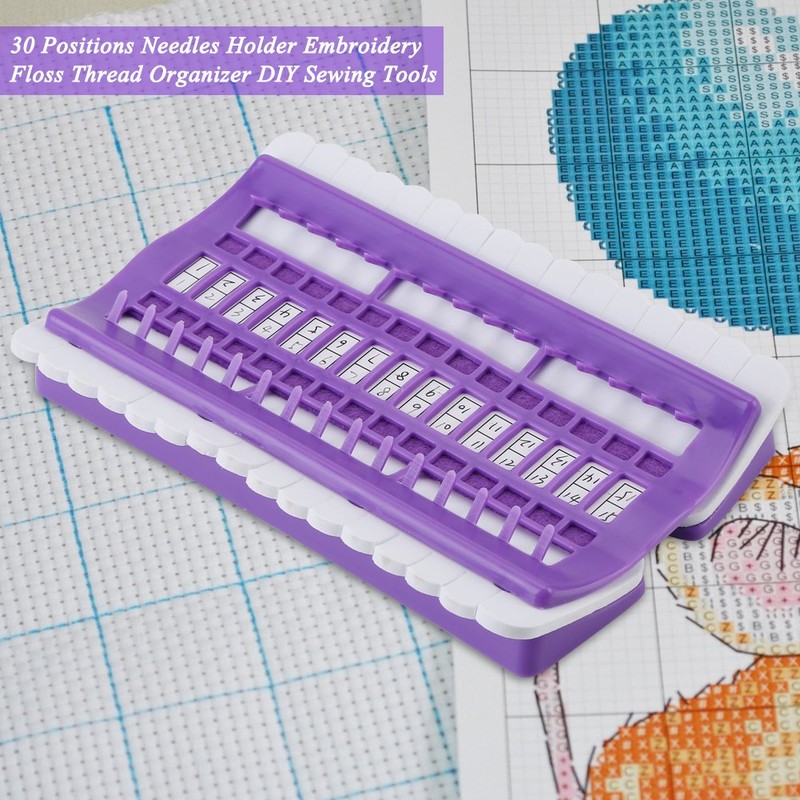 Embroidery Thread Organiser, 30 Positions Sewing Needle Pins Holder Cross