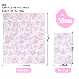 50 Pack Pink Floral Guest Hand Towels Disposable for Bathroom, Spring Flowers Paper Napkins Decorative for Bathroom Toilet Powder Room Holiday Wedding Bridal Shower (large, Pack, 50)