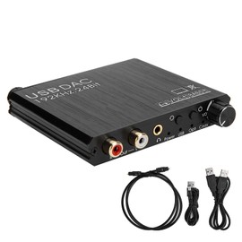 Digital to Analog Converter 3.5mm Coaxial Optical Converter DAC with Volume Control and Bass Adjustment, Supports 192kHz 24bit Sampling Rate