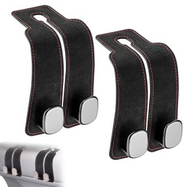 Gyinere Headrest Hooks for Car,2 Pack Car Seat Back Organizer Storage Hook,Double Hook Car Seat Hooks for Hanger Purses and Bags,(Black)