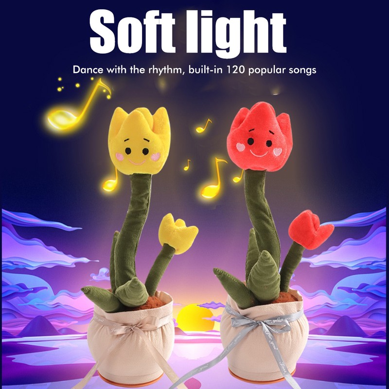Electronic Dancing Singing Plush Toy Talking Repeating Multifunction Tulip Flower