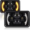 2PCS 120w 4x6 Inch LED Headlights with DRL Turn Singal