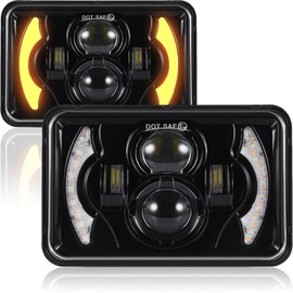 2PCS 120w 4x6 Inch LED Headlights with DRL Turn Singal Hi/Lo Sealed Beam Rectengular Approved Replacement H4651 H4652 H4656 Compatible with Trucks Peterbilt Kenworth FORD GMC DODGE TOYOTA BUICK