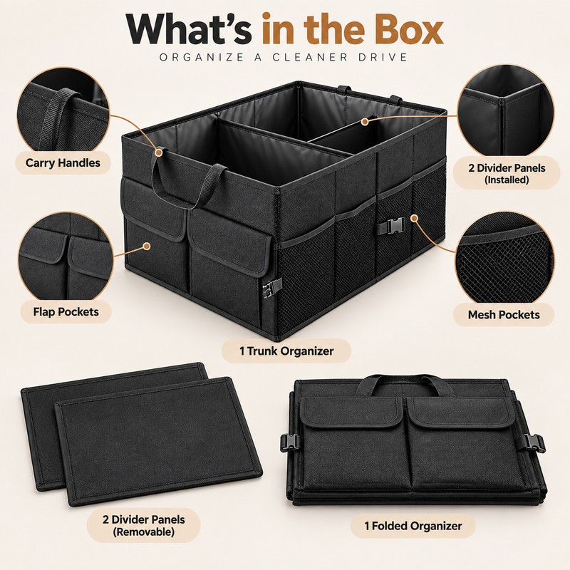 Collapsible Car Trunk Organizer for Cargo Storage – 54cm Waterproof