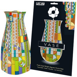 MODGY Expandable Flower Vase, Plastic Decorative Modern Foldable Printed Vases for Centerpieces for Wedding, Dining Table, Home Decor, Living Room, Bathroom, Frank Lloyd Wright, Saguaro